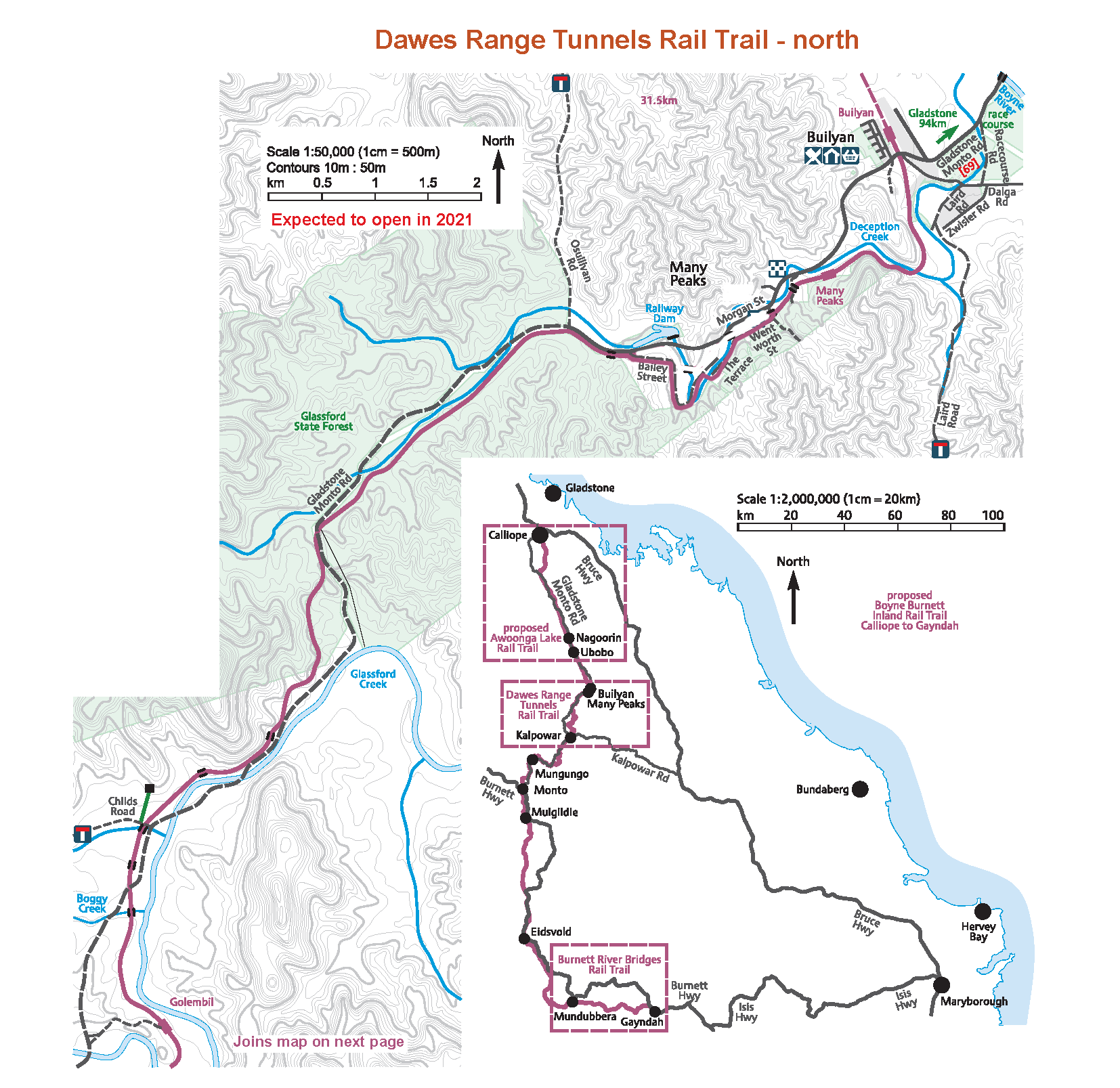 a map of the Boyne Burnett Inland Trail