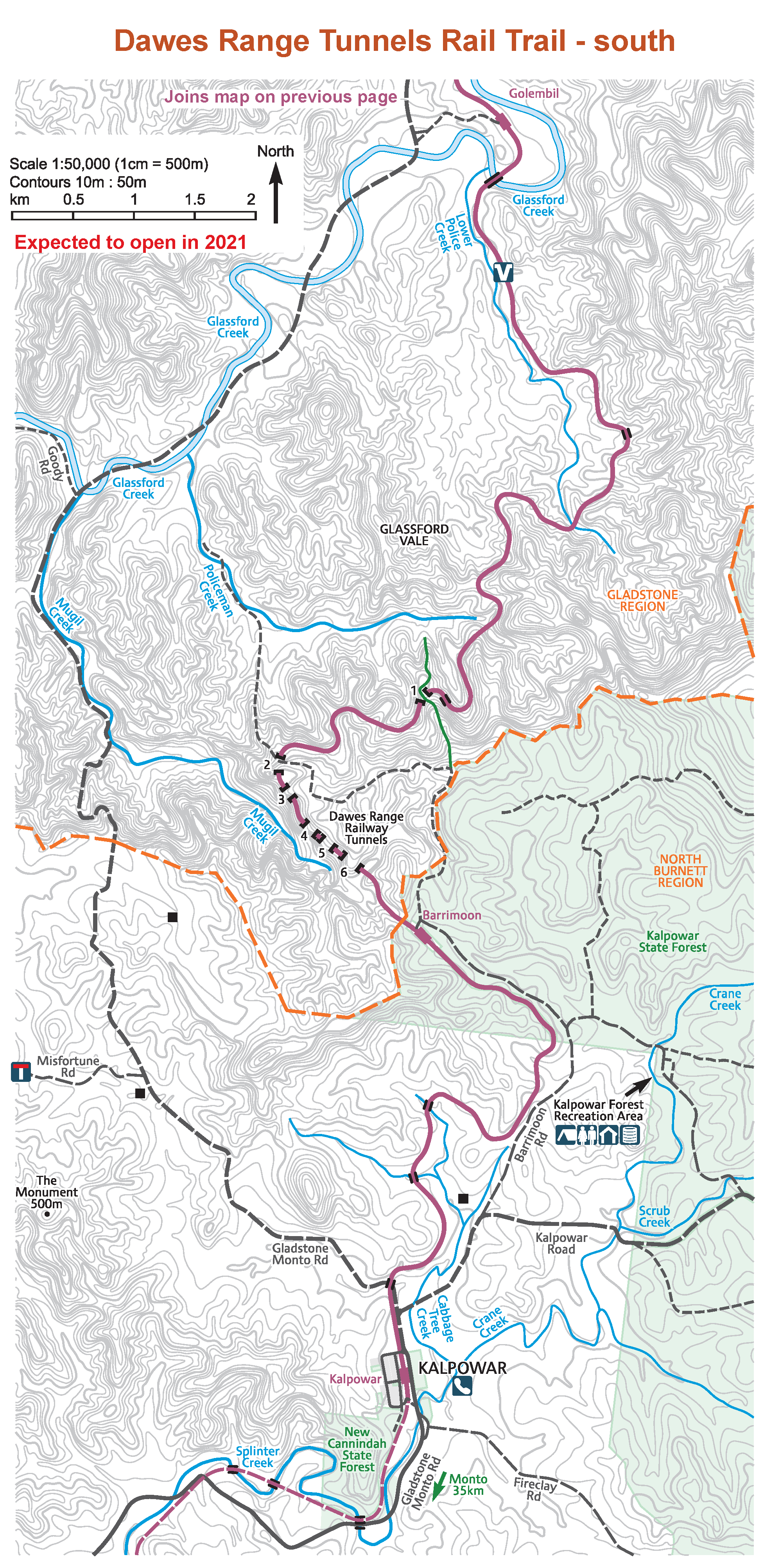 a map of the Boyne Burnett Rail Trail 